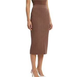 Bobeau Ribbed Midi Pencil Skirt Brown Knitted Women's Small NWT